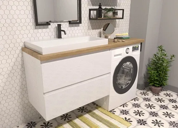 Тумба с раковиной Эстет Malibu Luxe 155 ФР-00007116 подвесная левосторонняя 2 ящика
