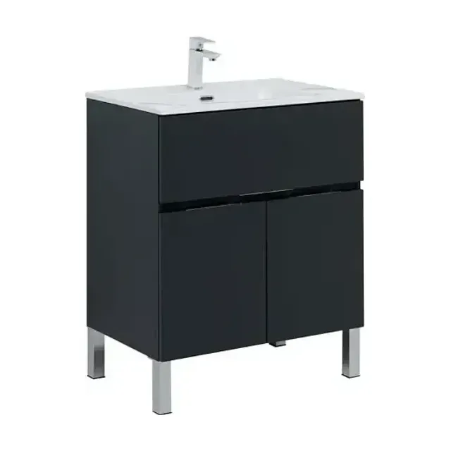 Тумба с раковиной Aquanet Алвита New 70 1 ящик, 2 дверцы, антрацит