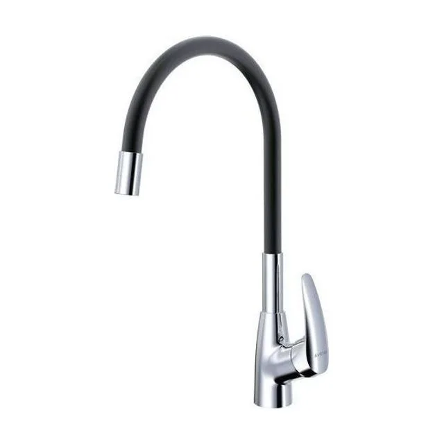 Смеситель для кухни AVRORA KITCHEN с гибким изливом, цвет хром, цвет излива чёрный