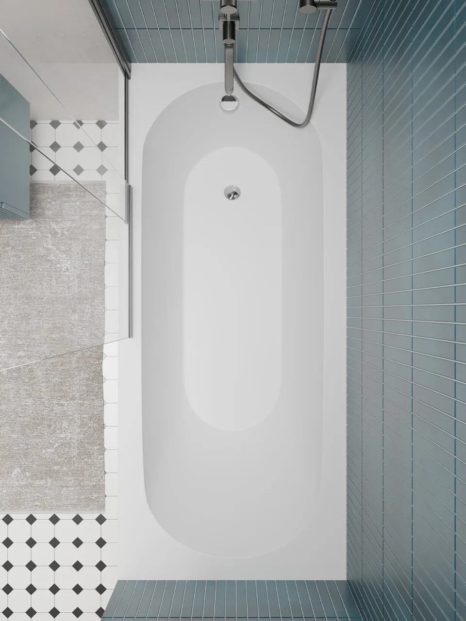 Ванна из искусственного камня встраиваемая, в комплекте с ногами BelBagno BB-DELTA-170-75-46-MR-W-MATT-LEG-SET