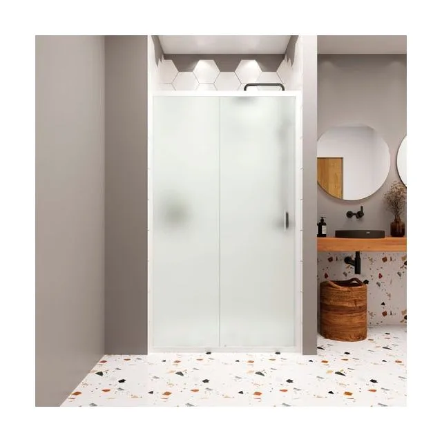 Душевая дверь в нишу Domani-Spa DoorCube 100, 100×190 см, сатин-матированное стекло, белый профиль, без поддона