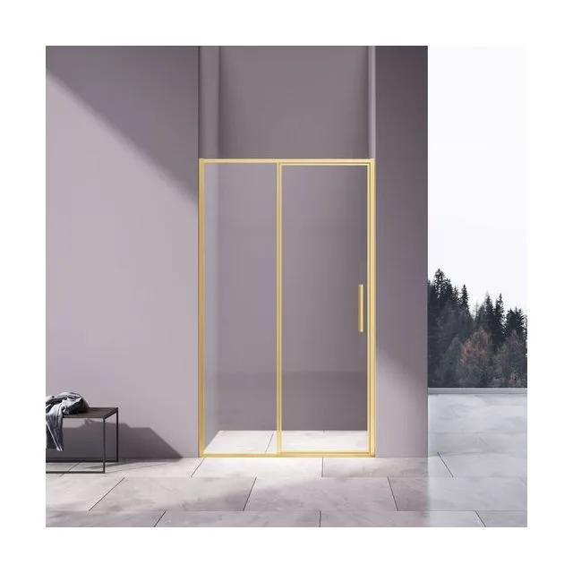 Душевая дверь Vincea Слим 8мм (Slim 8mm) VDP-4SL120CLG 120х195 стекло прозрачное 8 мм профиль брашированное золото
