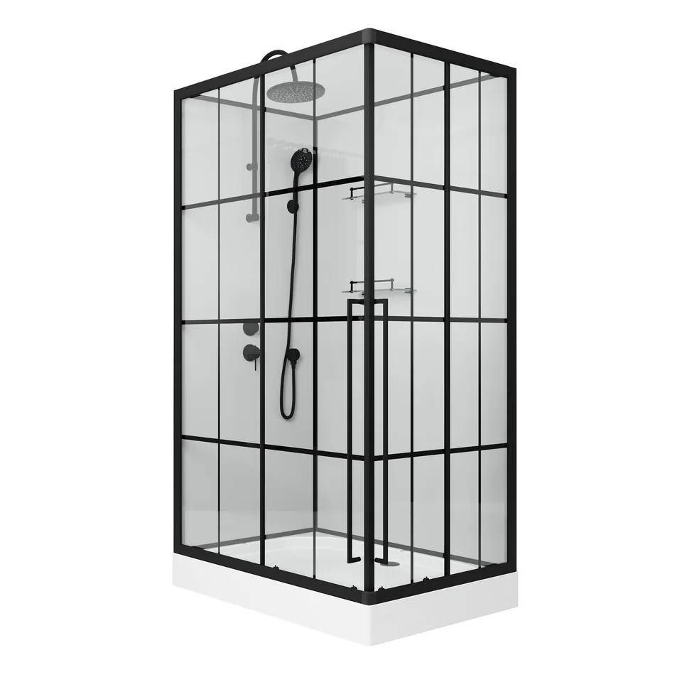 Душевая кабина Niagara Standart ST100/80/15QL/KL/BKT (100х80х225) низкий поддон(15см),черный,стекло прозрачное,3 места