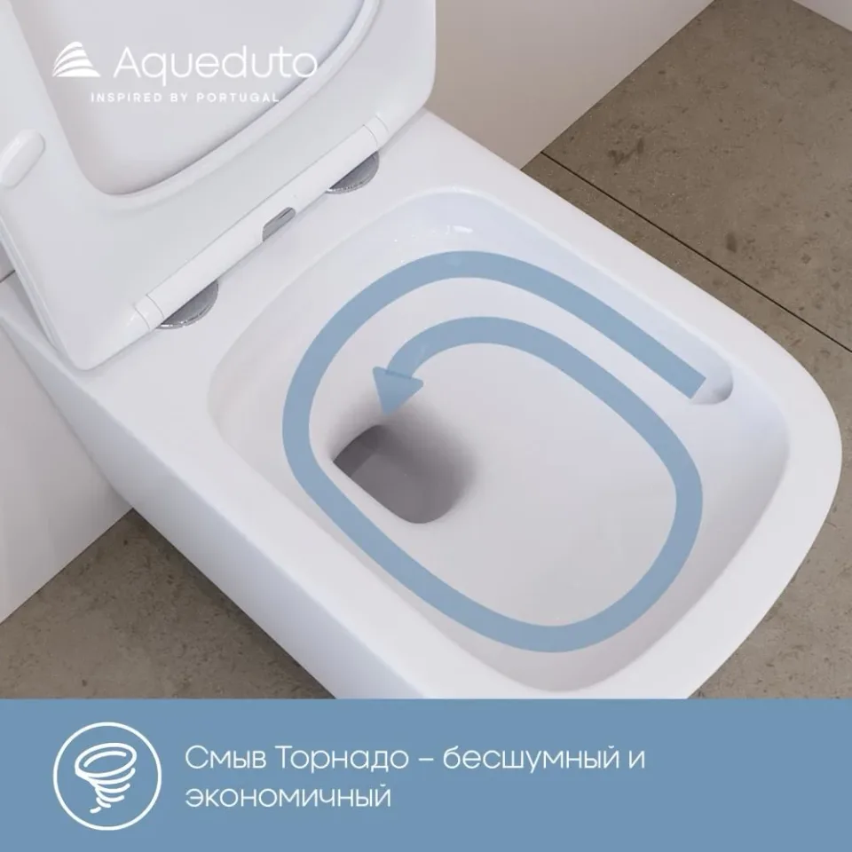 Унитаз подвесной безободковый с сиденьем с микролифтом Aqueduto Масио Плюс (Macio Plus) белый матовый