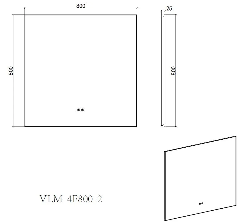 Зеркало Vincea VLM-4F800GM-2 80*80 с ЛЕД-подсветкой и функцией антизапотевания вороненая сталь