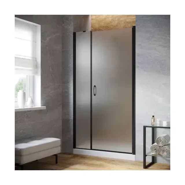 Дверь в душевой проем EP-F-2 LUX 150 02М 10 R, профиль черный матовый, стекло сатин
