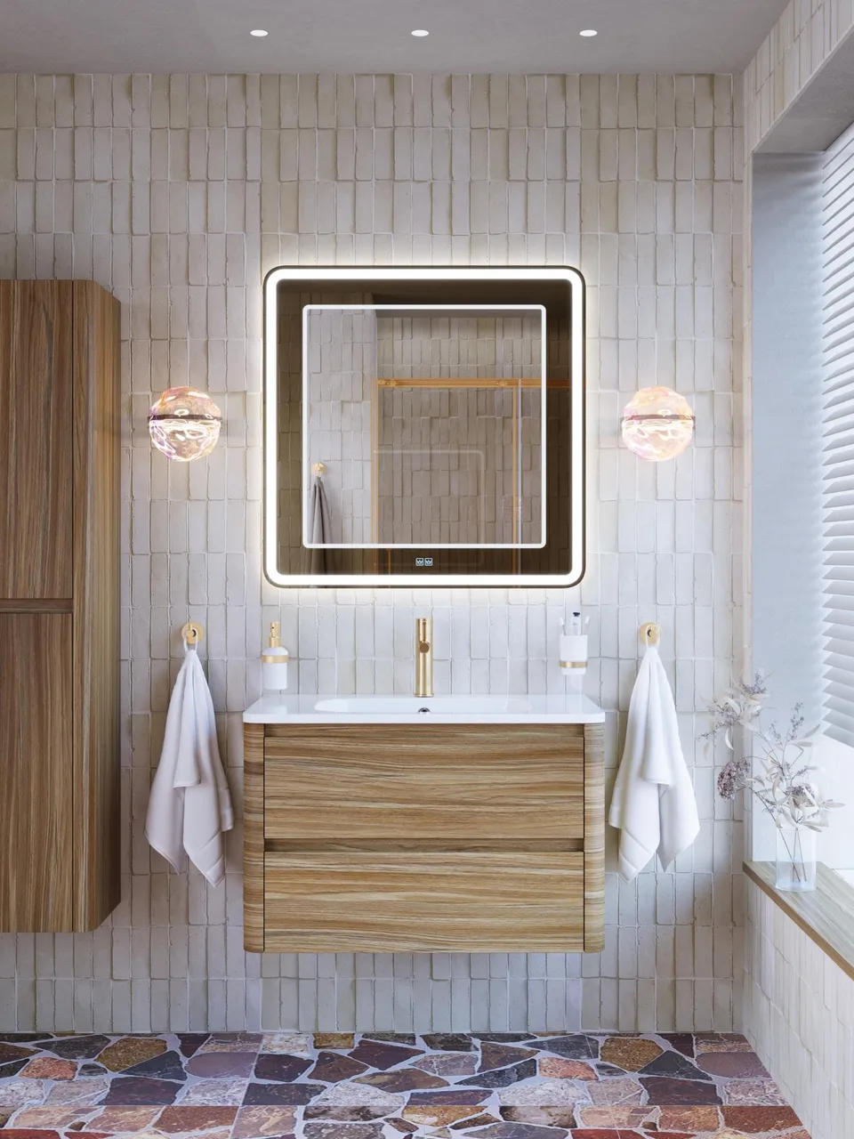 Зеркало со встроенной и контурной подсветками CEZARES CZR-SPC-SLIDER-800-900-LED-TCH-BR
