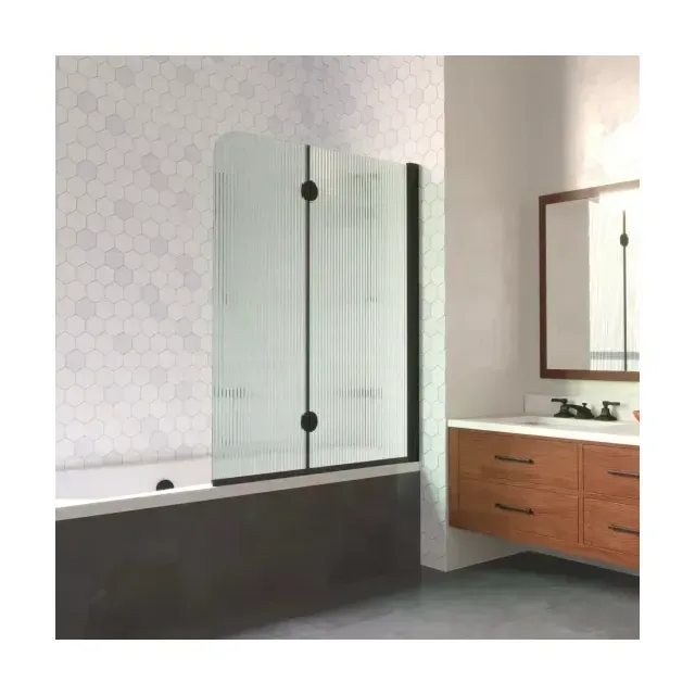 Шторка на ванную E2V LUX 120 02М Moru R, профиль черный матовый, стекло Moru