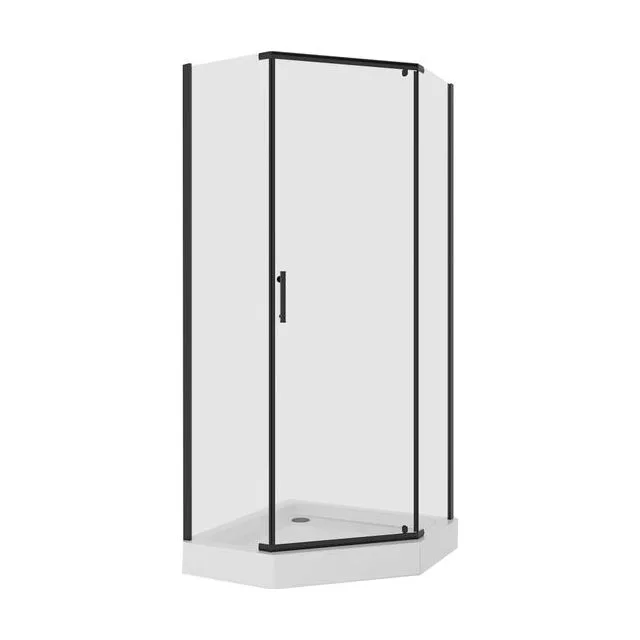 Душевое ограждение Niagara Nova NG-6834-08ВLACK (100х100х195) трапеция,черный,дверь распашная,стекло прозрачное