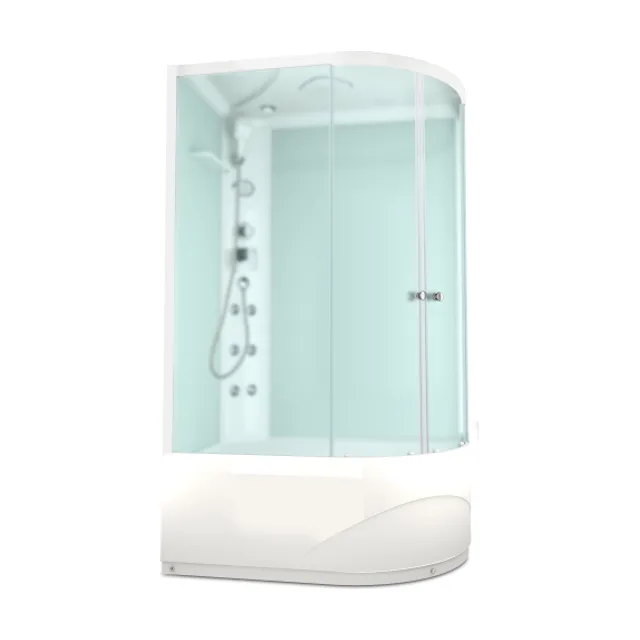 Душевая кабина Domani-Spa Delight Slim 128 high (120х80 см), левое исполнение — белые стенки, сатин-матированные стекла, блок управления, вертикальный гидромассаж, белый профиль