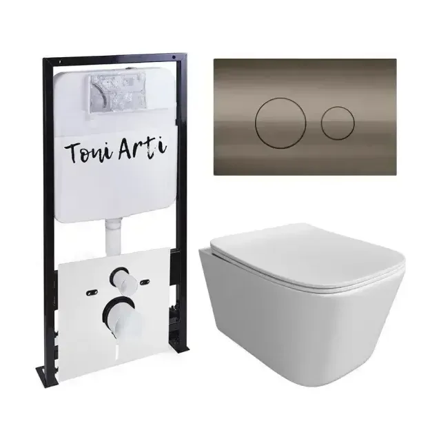 Комплект инсталляции Toni Arti Noche, клавиша смыва Baglio Nikel Brush