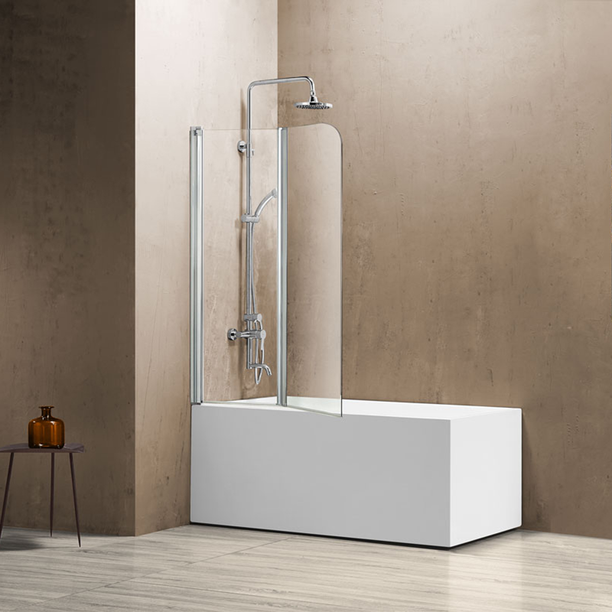 Душевая шторка на ванну Vincea VSB-12114CL 114х140 стекло прозрачное 5 мм профиль хром