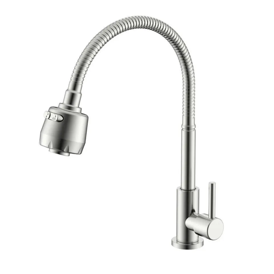 Кран без смешивания Splenka S249.482.05 с гибким изливом сатин