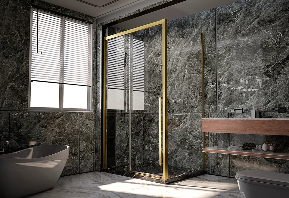 Боковая панель Veconi Premium Trento SP-30G, 800х2000, брашированное золото, стекло прозрачное
