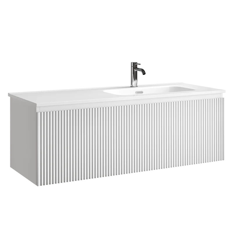 Тумба под раковину Sancos Сноб Р 1.0 (Snob R 1.0) SNR1.0120RW 120 см подвесная правая 1 ящик белый матовый (bianco)