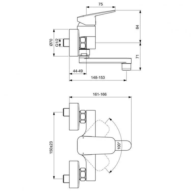Смеситель Ideal Standard Ceraplan BD241AA для ванны и душа без душевых аксессуаров хром