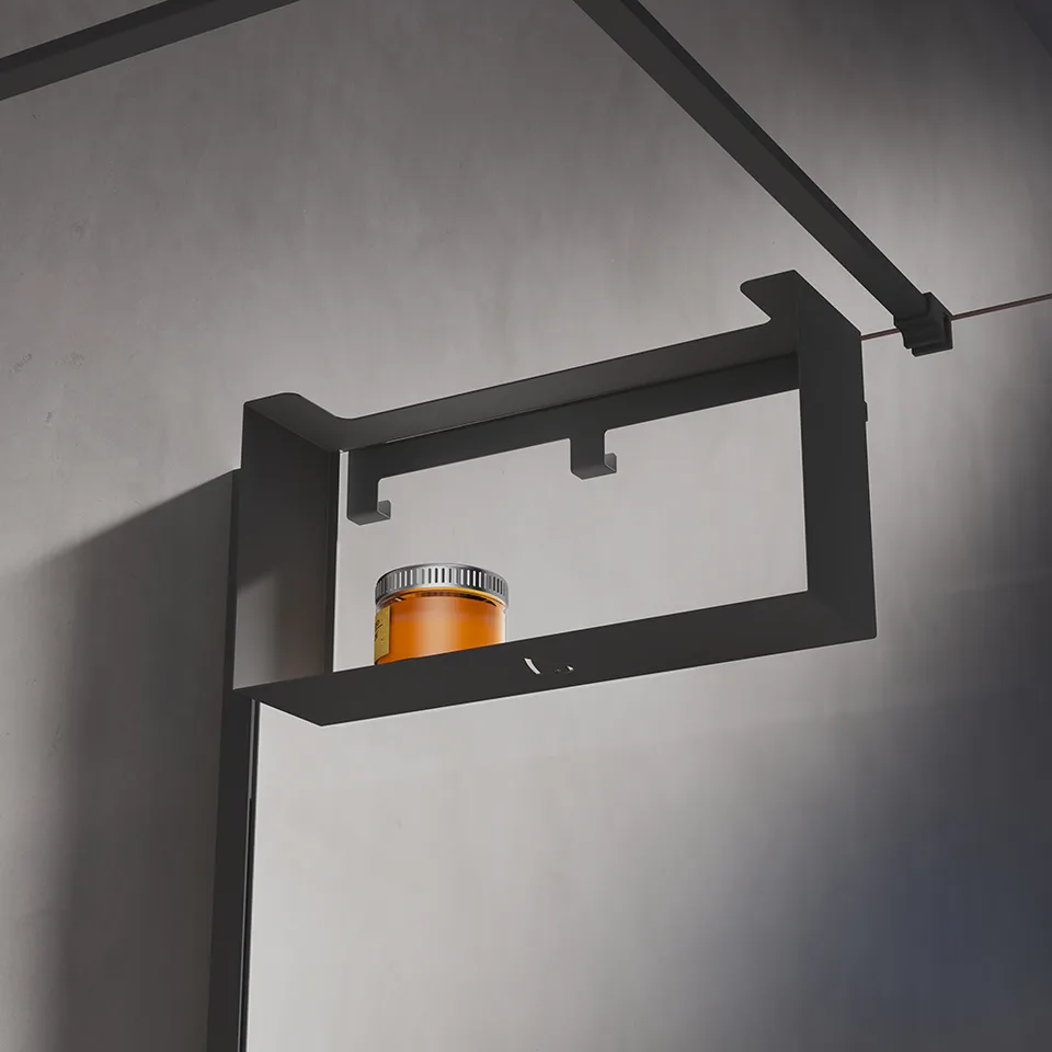 Полка для душевого ограждения Loft, 400x200x120, чёрный матовый