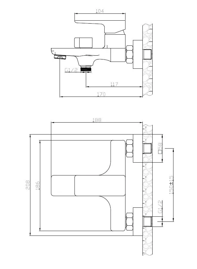 Смеситель Esko Berlin BR 54 для ванны и душа, без аксессуаров