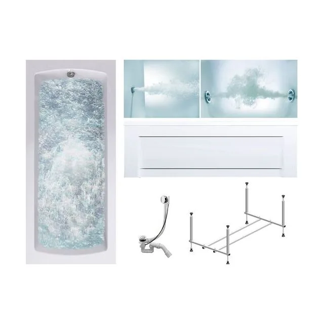Комплект Акриловая ванна TIMO RITTA1880 180*80*63+Каркас + Слив-перелив+Гидромассаж 6 форсунок+Гидромассаж спины 3 форсунки+Фронтальная панель