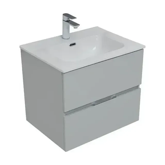 Тумба с раковиной Aquanet Алвита New 60 2 ящика, серый