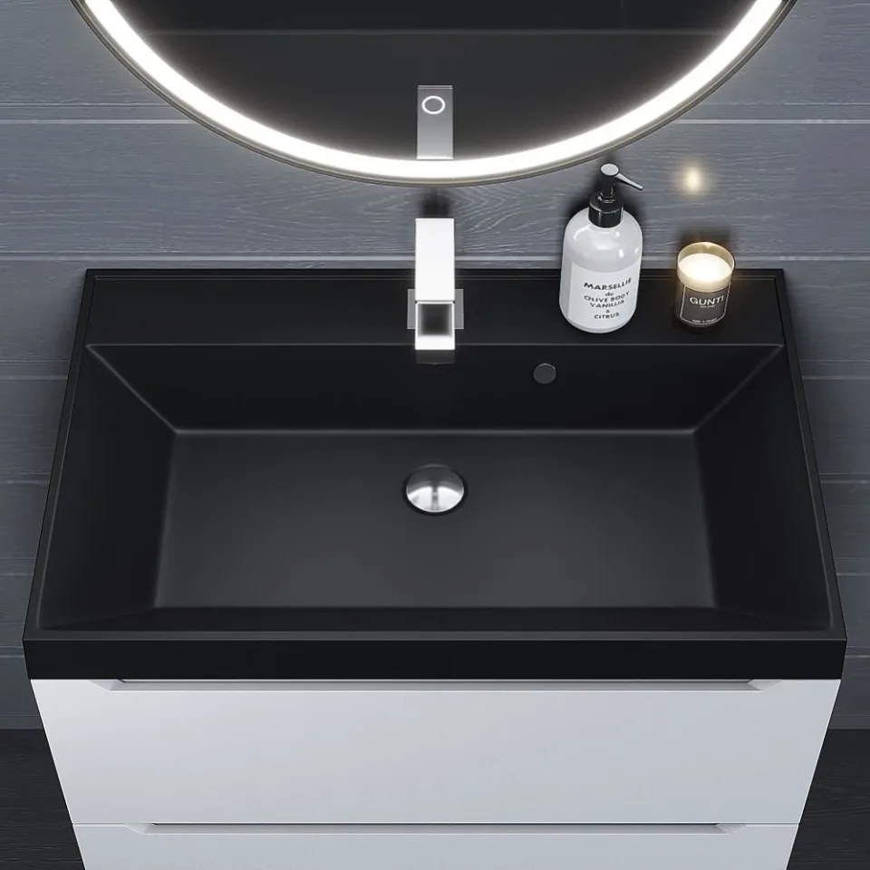 Встраиваемая раковина Uperwood Classic Quartz 70*45 черная матовая, уголь
