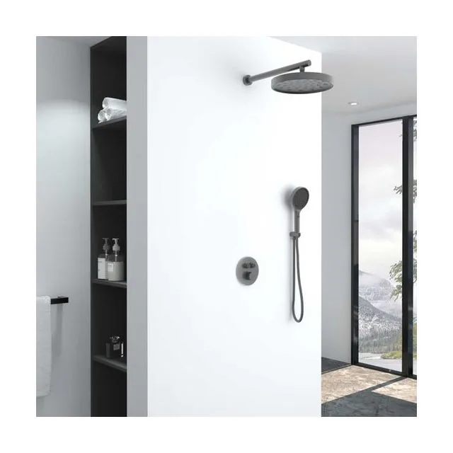 Душевая система Vincea Инспаер (Inspire) VSFW-3I22MT2GM встраиваемая в стену цвет вороненая сталь