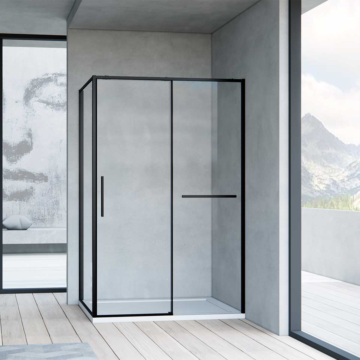 Душевой уголок Vincea Слим Софт (Slim Soft) VSR-1SS9010CLB 100х90 стекло прозрачное 6 мм профиль черный без поддона