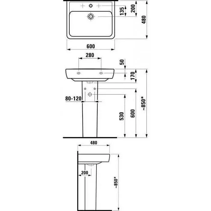 Раковина Laufen Рro A 60*48 с полупьедесталом