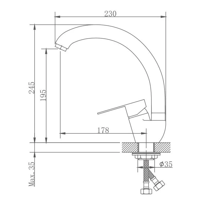 Смеситель Haiba HB41801-2 для кухни сталь матовая