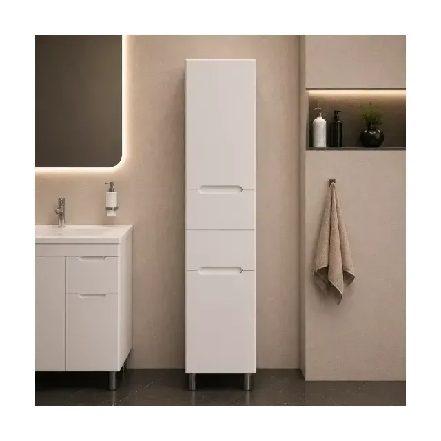 Аквадом Пенал Рада 30 см, напольный, цвет белый, 2 двери + 2 ящика, правое исполнение