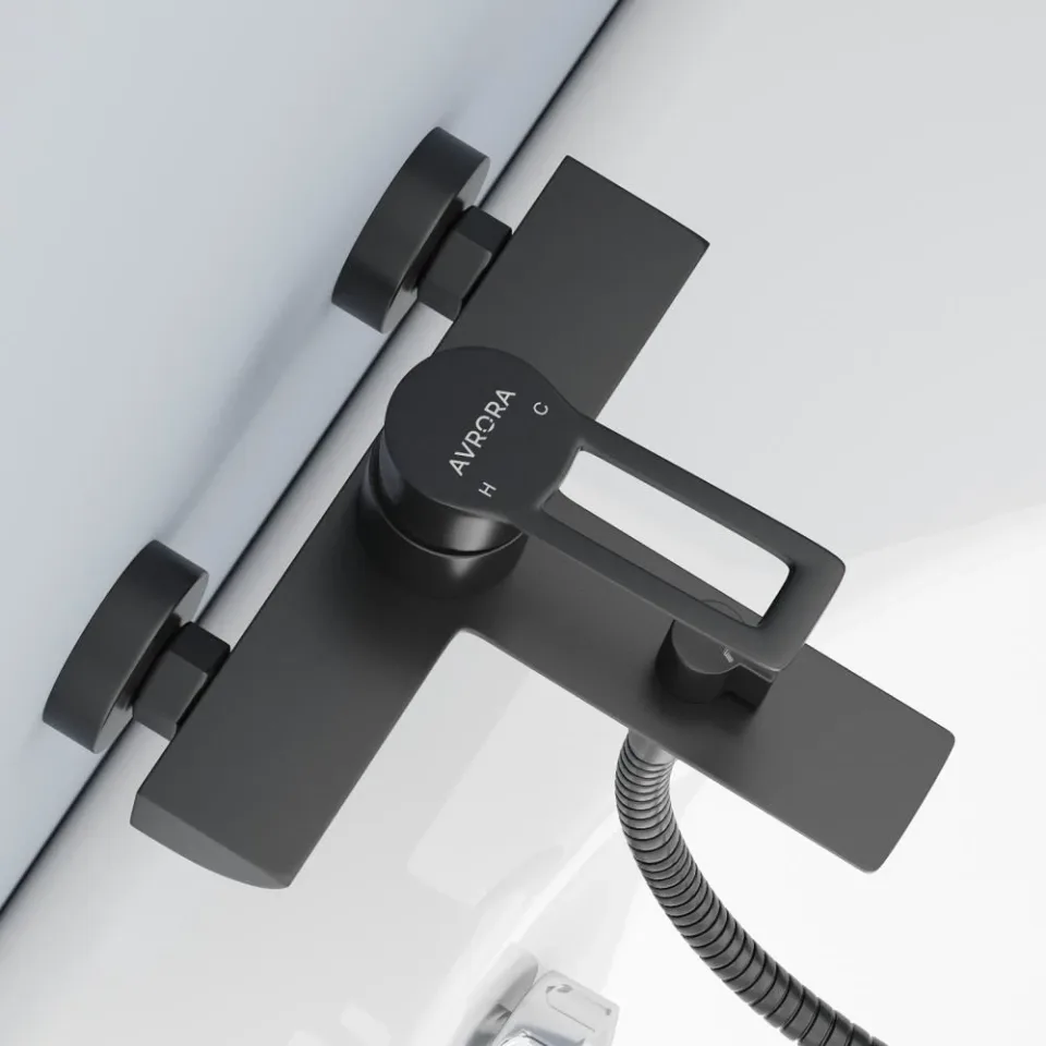 Смеситель Avrora Elite AV3231 для ванны и душа черный матовый