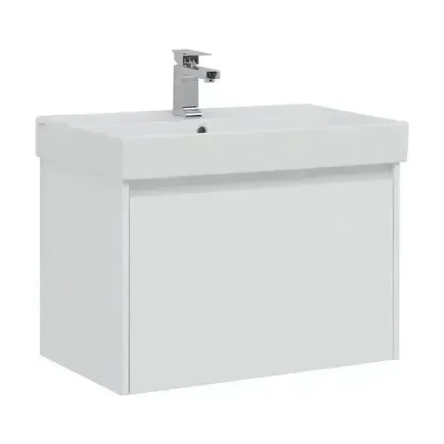 Тумба с раковиной Aquanet Nova Lite 75 белый глянец (1 ящик) (раковина Латина 75)