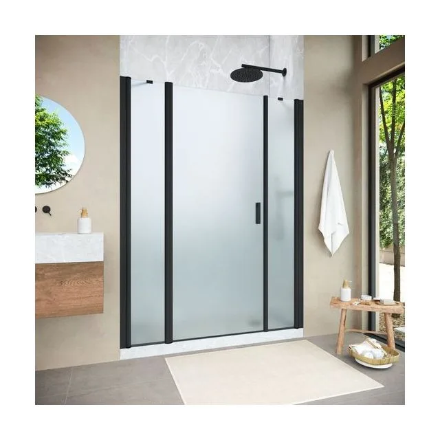 Душевая дверь Vegas-Glass EP-2F NOVO 215×200 см, чёрный матовый, стекло сатин