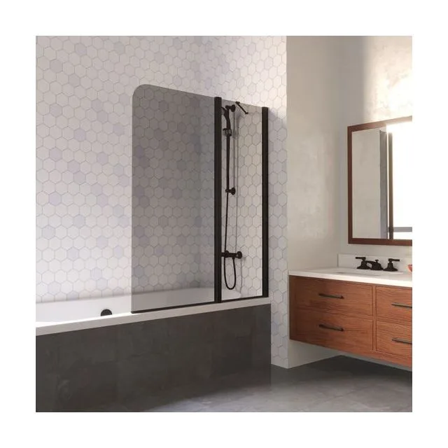 Шторка на ванную E2V LUX ST 125 02М 07 R, профиль черный матовый, стекло графит