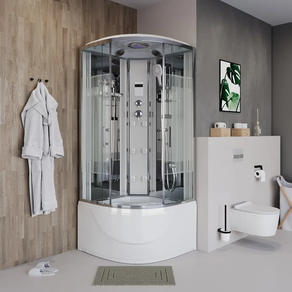 Душевая кабина Niagara Ultra NG-709-01 (100х100х220) высокий поддон(48см),стекло прозрачное с рисунком,4 места