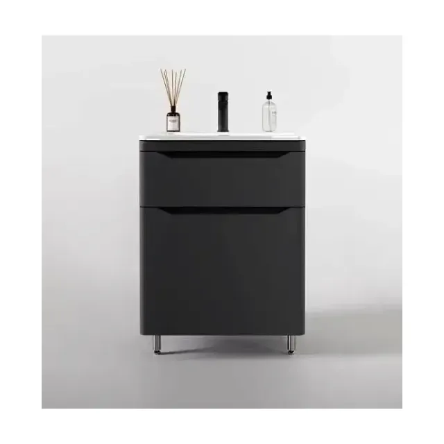 Тумба с раковиной Style Line Марелла Люкс 60 напольная серая матовая