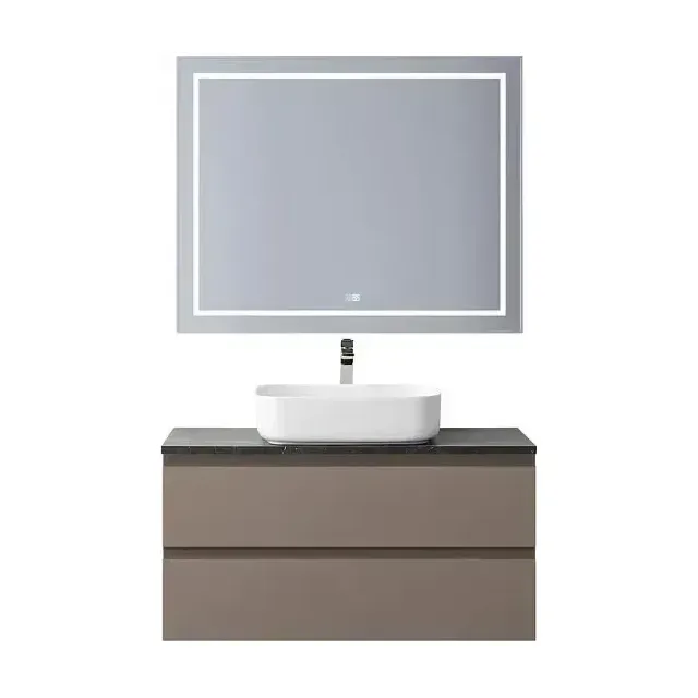 Комплект мебели BelBagno Крафт (Kraft) 100 бежевый матовый со столешницей черный матовый мрамор
