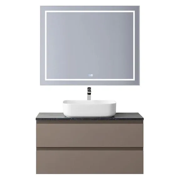 Комплект мебели BelBagno Крафт (Kraft) 100 бежевый матовый со столешницей черный матовый мрамор