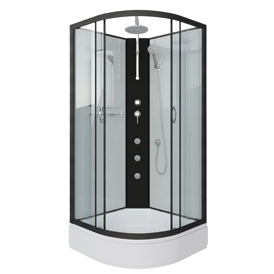 Душевая кабина Niagara Classic NG-6701-14BKTG (90х90х210) средний поддон(26см),черный,стекло прозрачное,4 места