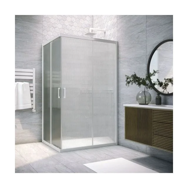 Душевой уголок ZA-F NOVO h2000 95*90 01 Moru, профиль белый, стекло Moru