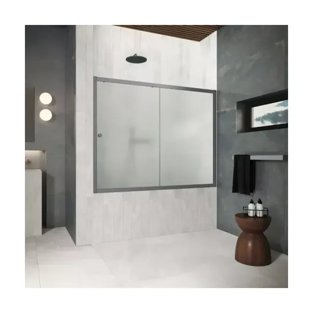 Шторка на ванную ZV Protec 180 06 10, профиль GunMetal, стекло сатин