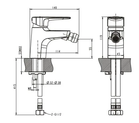 Смеситель Bravat Eler F3239218CP-1-RUS для биде