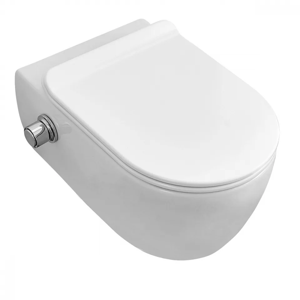 Унитаз SSWW CT2039V-B (550*365*330) подвесной БЕЗОБОДКОВЫЙ с тонкой крышкой, с функцией биде, 1 мест