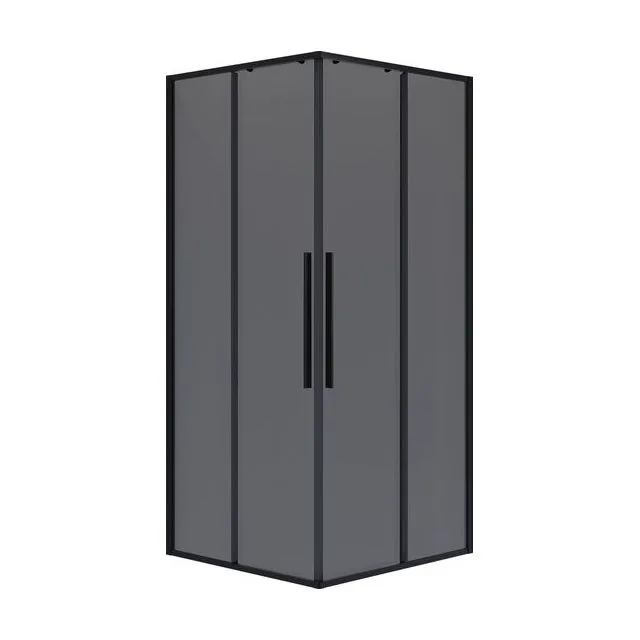 Душевое ограждение Niagara Nova NG-2823-34BLACK (90х90х195) квадрат,черный матовый,двери раздвижные,стекло тонированное