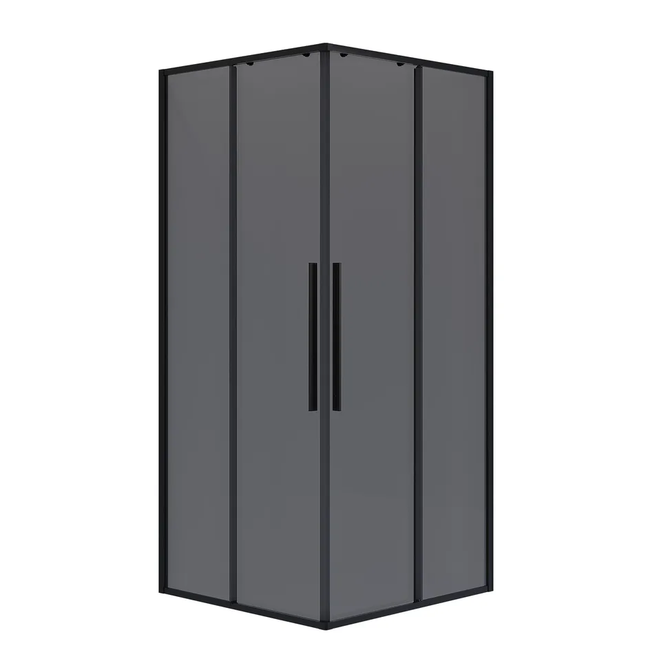 Душевое ограждение Niagara Nova NG-2822-34BLACK (80х80х195) квадрат,черный матовый,двери раздвижные,стекло тонированное,1 место