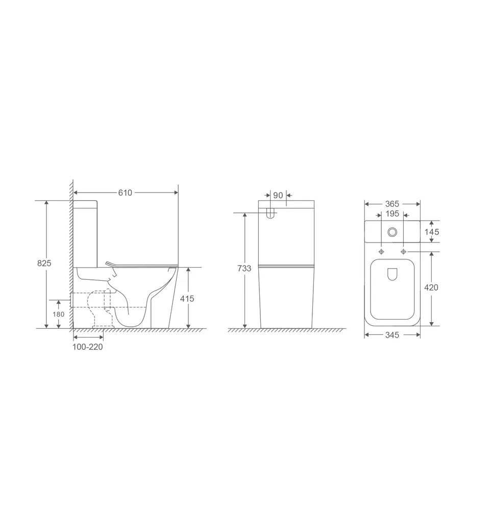 Унитаз напольный Grossman GR-4418SQ (610х365х825) безободковый,белый с тонкой крышкой,микролифт,смыв торнадо,2 места