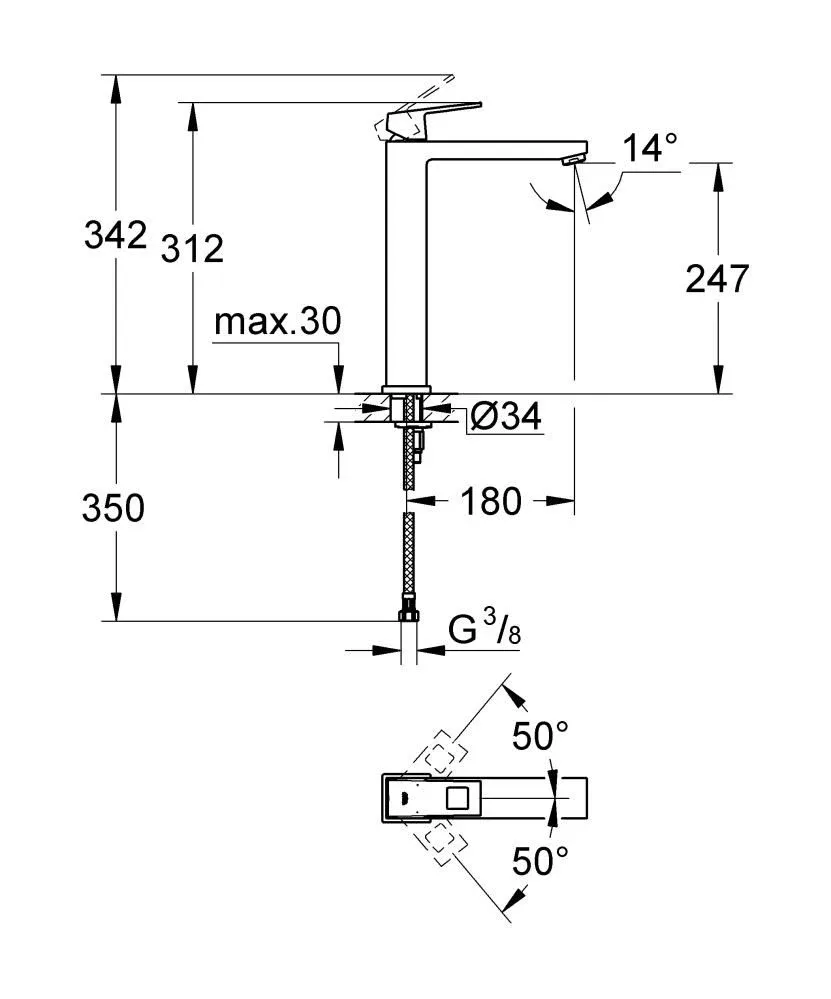 Смеситель Grohe Eurocube 23406000 для раковины