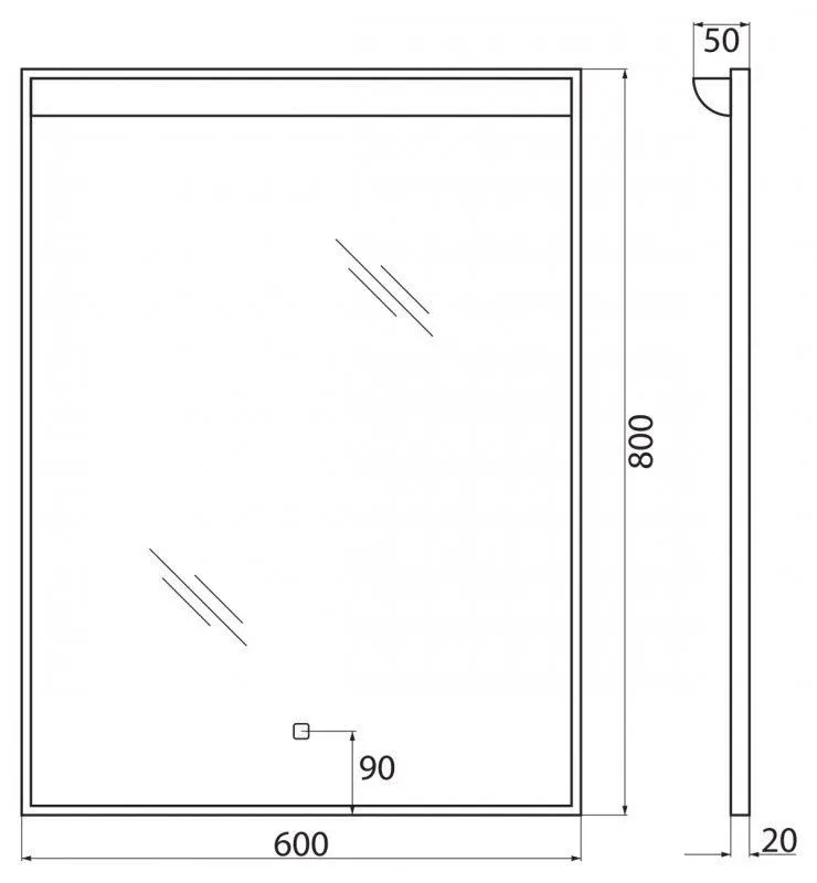 Зеркало BelBagno SPC-UNO-600-800-TCH 60*80 с Led-подсветкой сенсорный выключатель