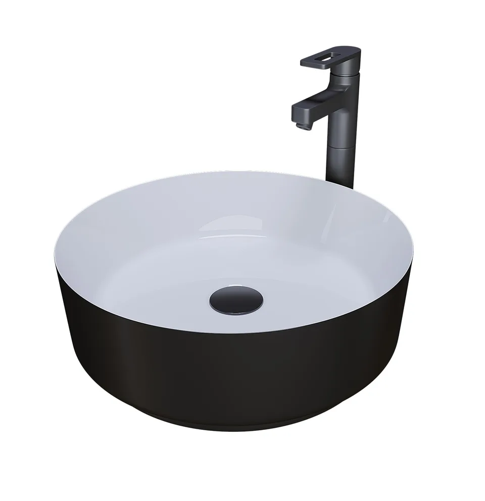 Раковина Grossman GR-4040BW (360х360х115) черная,белая внутри,1 место