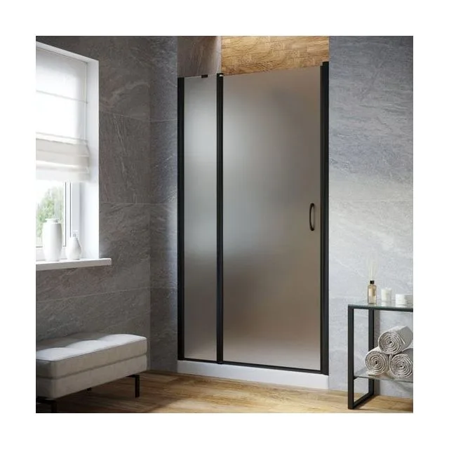 Дверь в душевой проем EP-F-1 LUX 140 02М 10 L, профиль черный матовый, стекло сатин